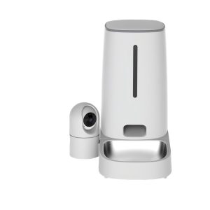 Smart feeder with 2MP pan camera and low-food alerts